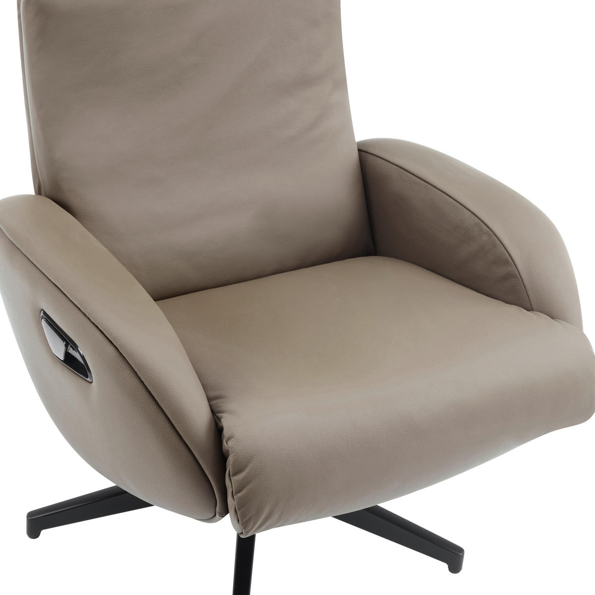 RELAXAČNÍ KŘESLO S TABURETEM, textil, kůže, šedohnědá - černá/šedohnědá, Design, kov/textil (77/107/75cm) - Livetastic