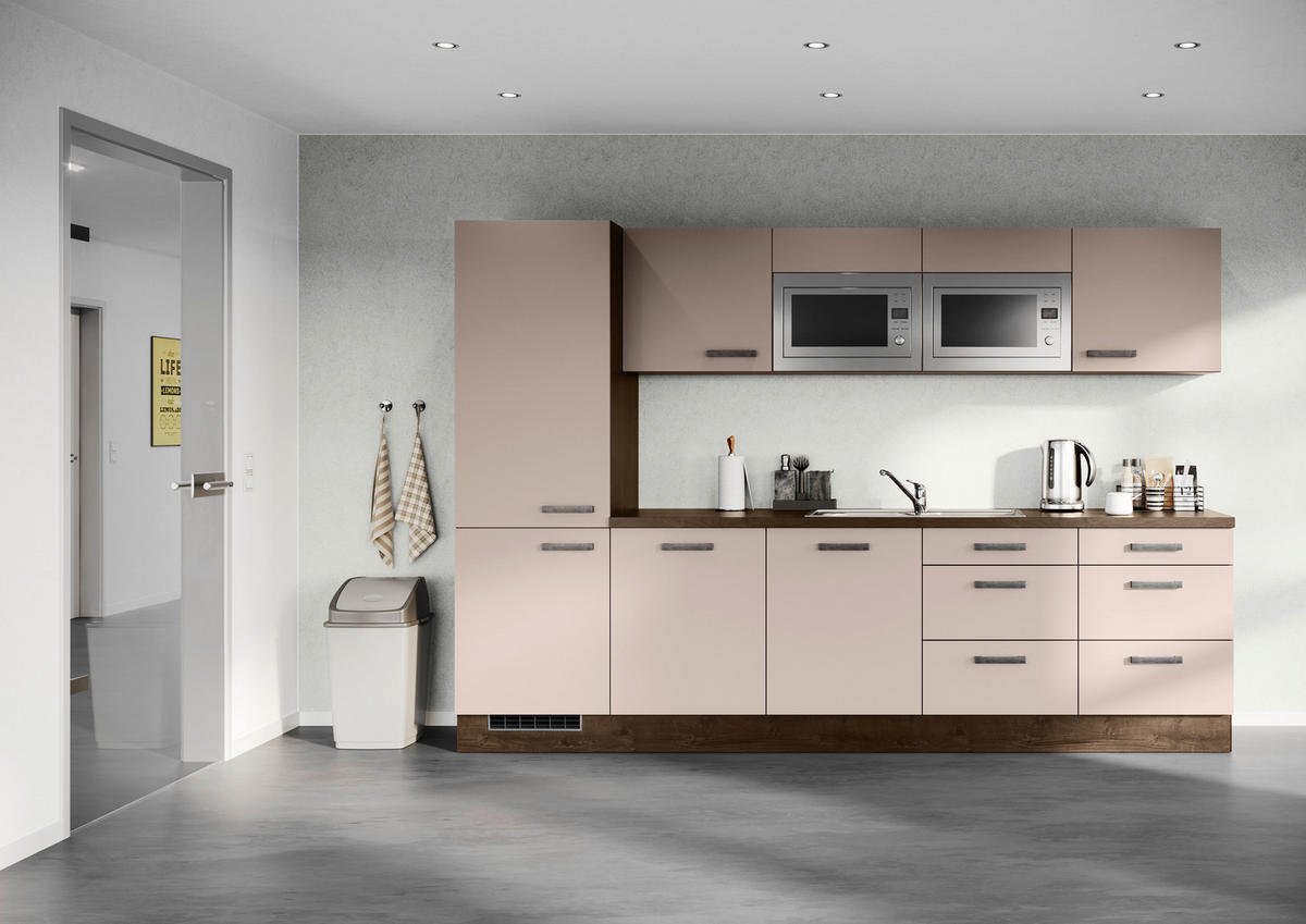 KÜCHENBLOCK 300 cm   in Cappuccino  - Eiche dunkel/Grau, Design, Holzwerkstoff/Metall (300cm) - Impuls