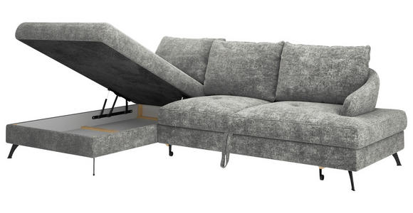 ECKSOFA in Webstoff Dunkelgrau  - Dunkelgrau/Schwarz, KONVENTIONELL, Textil/Metall (183/293cm) - Carryhome