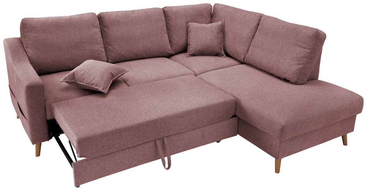 ECKSOFA Struktur Rosa  - Naturfarben/Rosa, Konventionell, Holz/Textil (230/200cm) - P & B