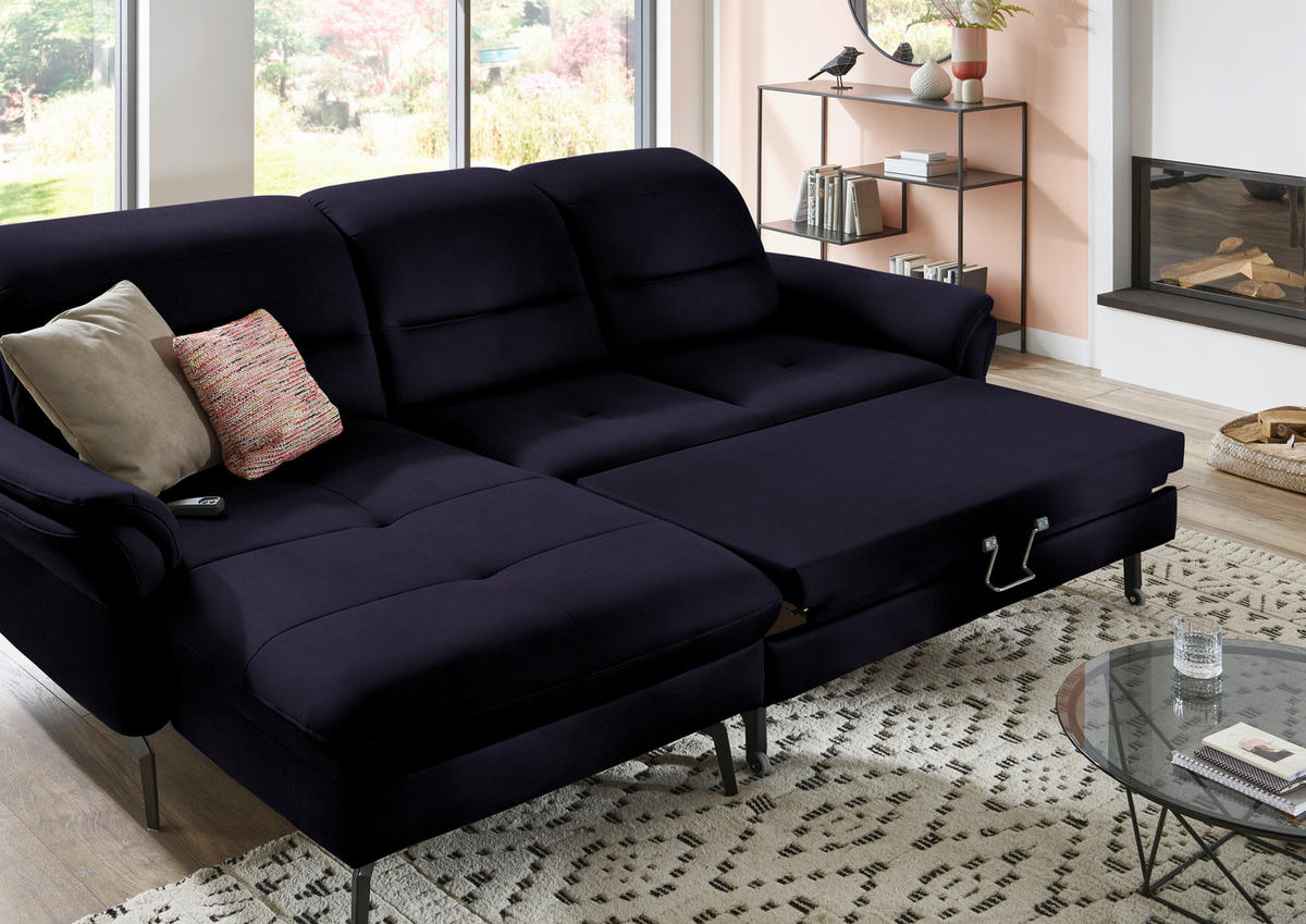 ECKSOFA in Flachgewebe Schwarz  181/260 cm  - Schwarz, KONVENTIONELL, Textil/Metall (181/260cm) - Beldomo Speed