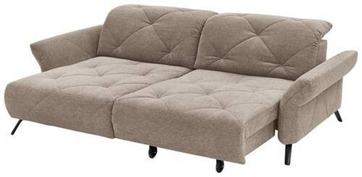 ECKSOFA in Webstoff Taupe  - Taupe/Schwarz, Design, Textil/Metall (173/244cm) - Moderano