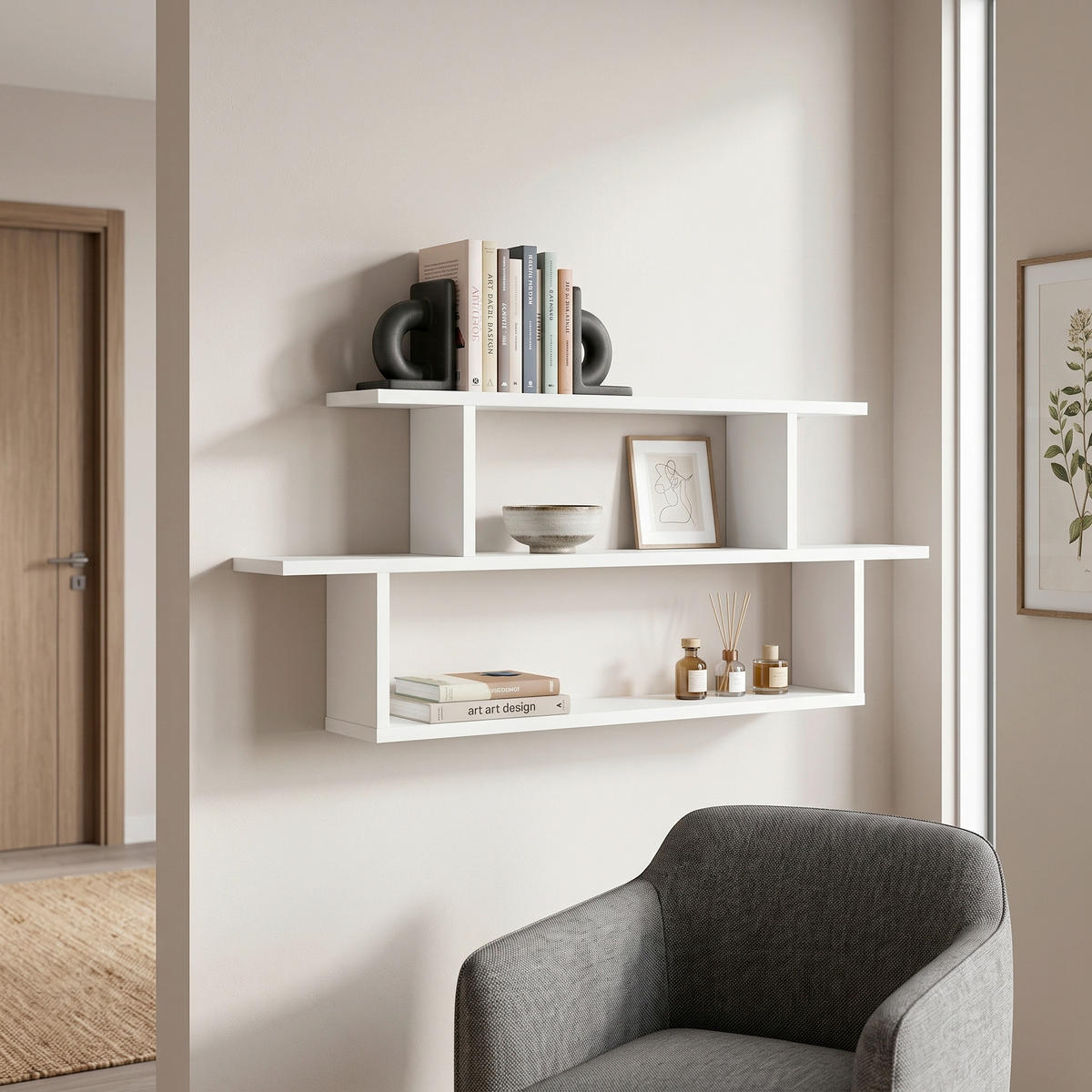 WANDREGAL 120/44,6/14,6 cm  - Weiß, Design, Holzwerkstoff (120/44,6/14,6cm) - MID.YOU
