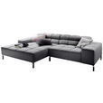 ECKSOFA Grau Flachgewebe  - Grau, Design, Textil/Metall (178/280cm) - Hom`in