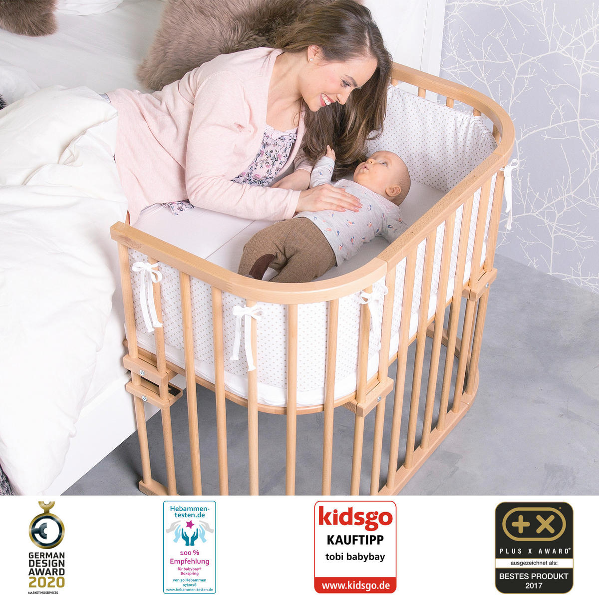 BEISTELLBETT  96/54/79 cm  - Naturfarben, Basics, Holz (96/54/79cm) - Babybay