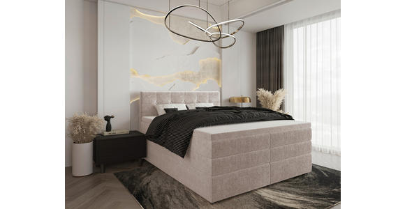 BOXSPRINGBETT 160/200 cm  in Beige  - Beige/Schwarz, KONVENTIONELL, Kunststoff/Textil (160/200cm) - Carryhome
