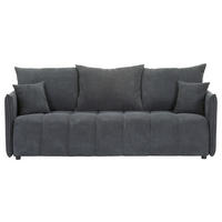 SCHLAFSOFA Plüsch Anthrazit  inkl. Zierkissen, Rückenkissen, Bettkasten, Schlaffunktion, Rücken echt, Liegefläche im Originalstoff  - Anthrazit/Schwarz, KONVENTIONELL, Kunststoff/Textil (200/73/105cm) - Carryhome