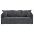 SCHLAFSOFA Plüsch Anthrazit  inkl. Zierkissen, Rückenkissen, Bettkasten, Schlaffunktion, Rücken echt, Liegefläche im Originalstoff  - Anthrazit/Schwarz, KONVENTIONELL, Kunststoff/Textil (200/73/105cm) - Carryhome