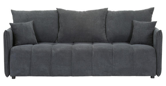 SCHLAFSOFA Plüsch Anthrazit  inkl. Zierkissen, Rückenkissen, Bettkasten, Schlaffunktion, Rücken echt, Liegefläche im Originalstoff  - Anthrazit/Schwarz, KONVENTIONELL, Kunststoff/Textil (200/73/105cm) - Carryhome