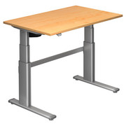 SCHREIBTISCH - Silberfarben/Ahornfarben, Design, Holzwerkstoff/Metall (120/66-130/80cm)