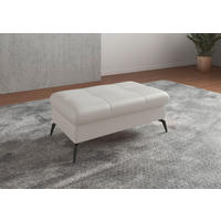 HOCKER in Leder Weiß  - Schwarz/Weiß, KONVENTIONELL, Leder/Metall (102/47/69cm) - Sit & More