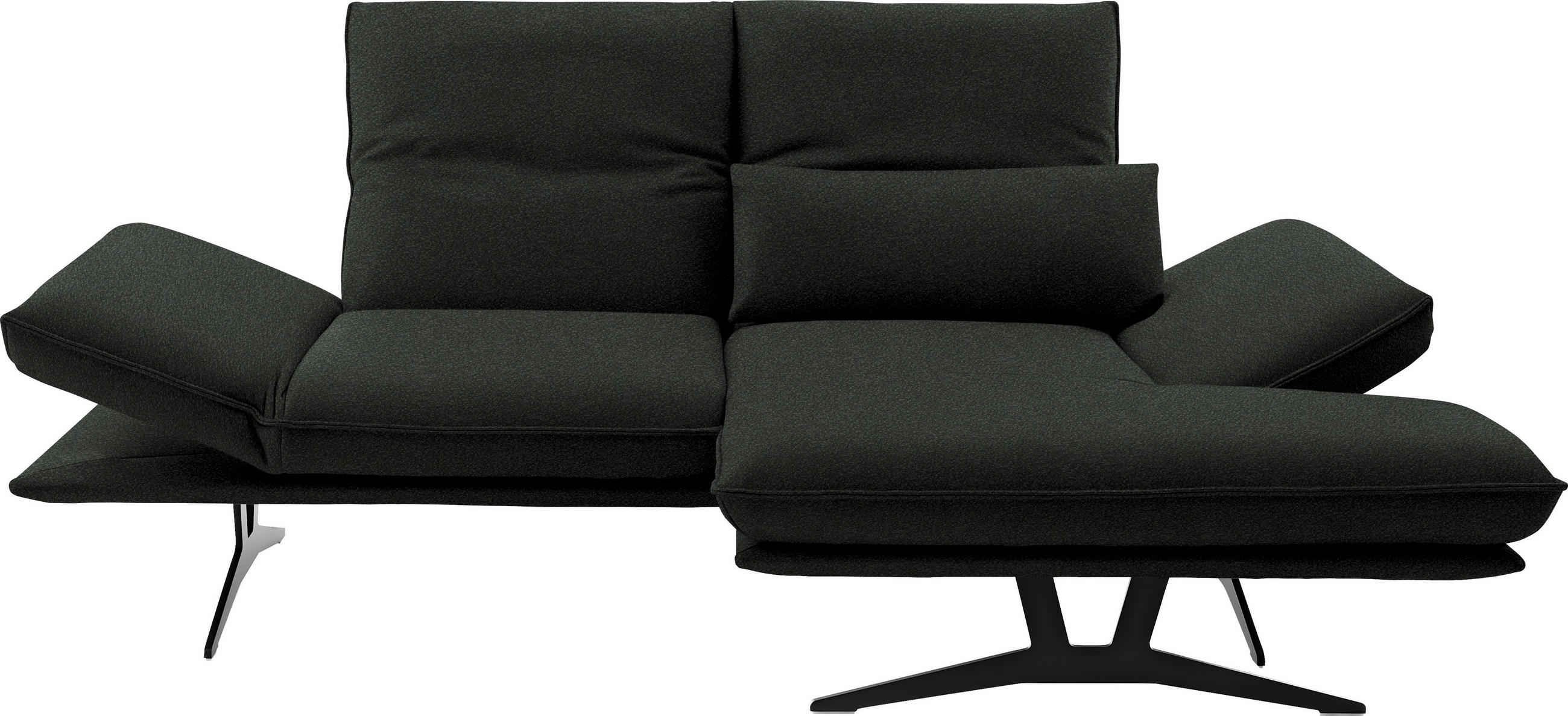 ECKSOFA in Echtleder Dunkelgrün  - Dunkelgrün/Schwarz, Design, Leder/Metall (210/130cm) - Dieter Knoll