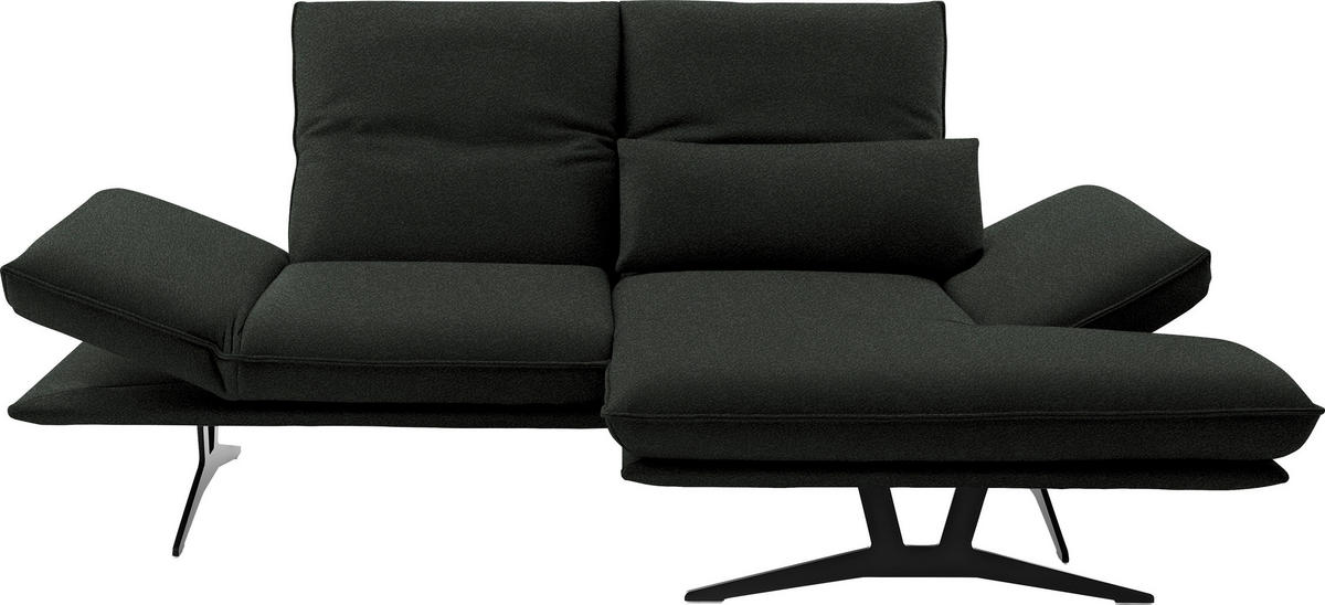 ECKSOFA in Echtleder Dunkelgrün  - Dunkelgrün/Schwarz, Design, Leder/Metall (210/130cm) - Dieter Knoll