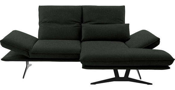 ECKSOFA in Echtleder Dunkelgrün 210/130 cm - Dunkelgrün/Schwarz, Design, Leder/Metall (210/130cm) - Dieter Knoll