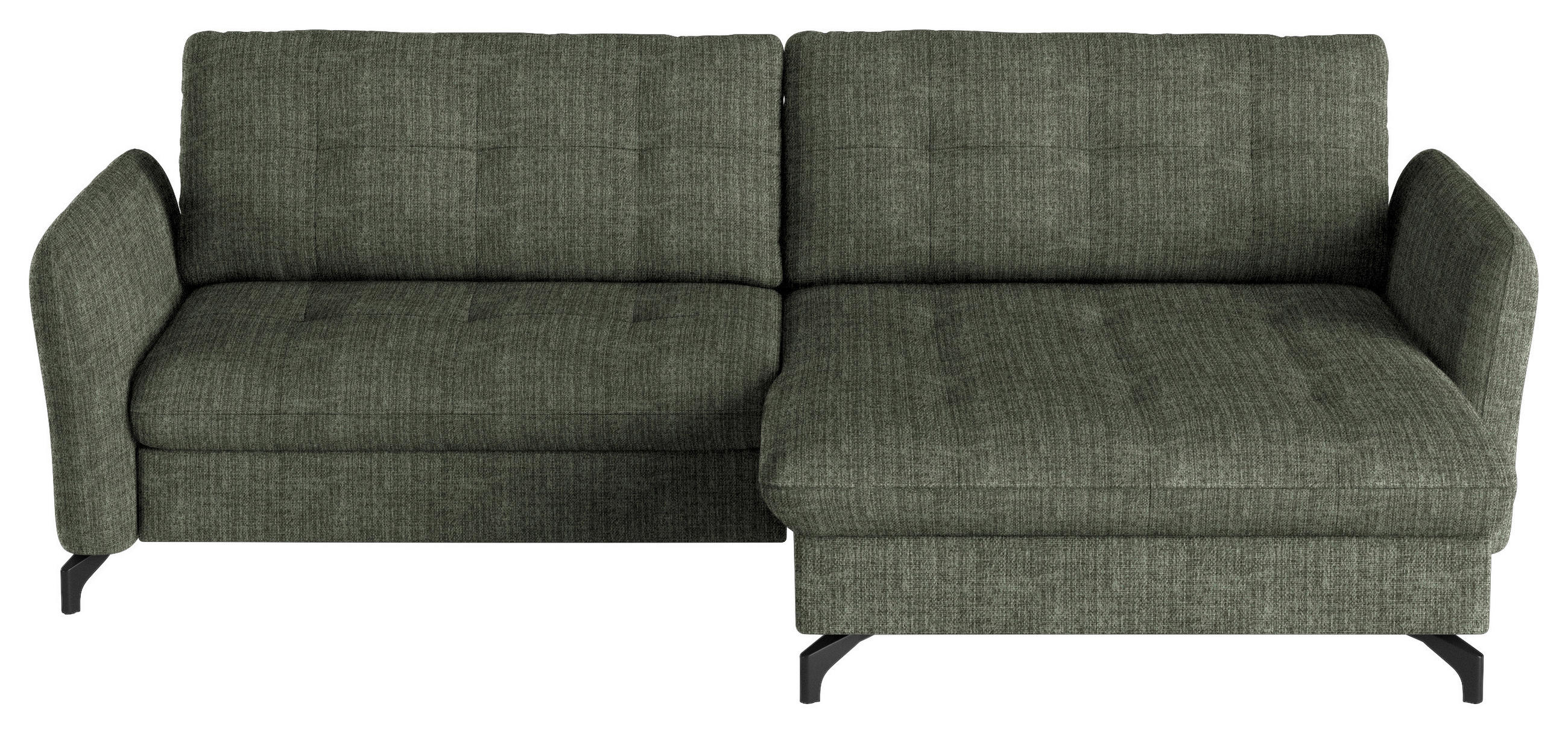 ECKSOFA Grün Flachgewebe, Leinenoptik  - Schwarz/Grün, Design, Textil/Metall (242/170cm) - Xora