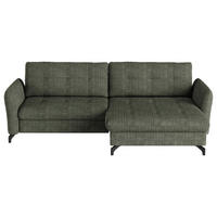 ECKSOFA in Flachgewebe, Leinenoptik Grün  - Schwarz/Grün, Design, Textil/Metall (242/170cm) - Xora