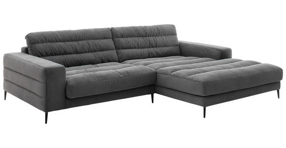 ECKSOFA Anthrazit Cord  - Anthrazit/Schwarz, Design, Textil/Metall (296/207cm) - Dieter Knoll