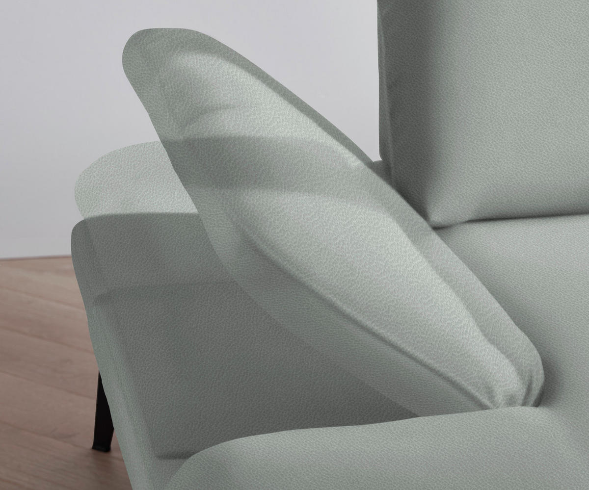 ECKSOFA in Flachgewebe Hellgrau  - Hellgrau/Schwarz, Design, Textil/Metall (289/180cm) - Stylife