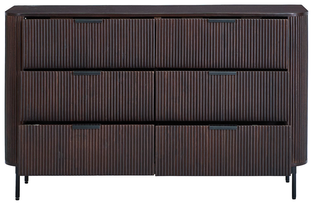 SIDEBOARD  140/85/40 cm 6 Schublade(n)  - Walnussfarben/Schwarz, KONVENTIONELL, Holz/Metall (140/85/40cm) - Livetastic