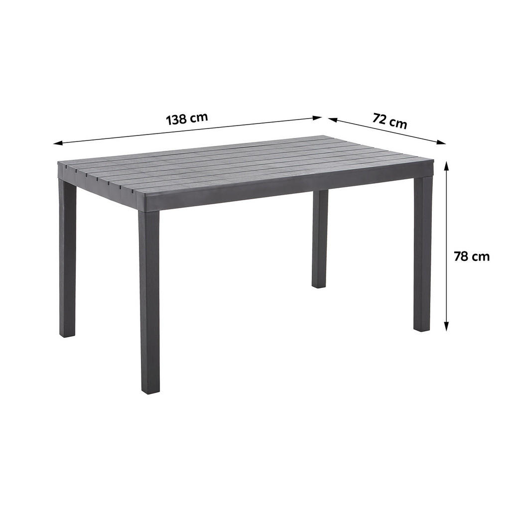 Thumbnail - Ambia Garden Gartentisch, Anthrazit, Kunststoff, rechteckig, eckig, 72x78x138 cm, Made in Italy, Gartenmöbel, Gartentisc...