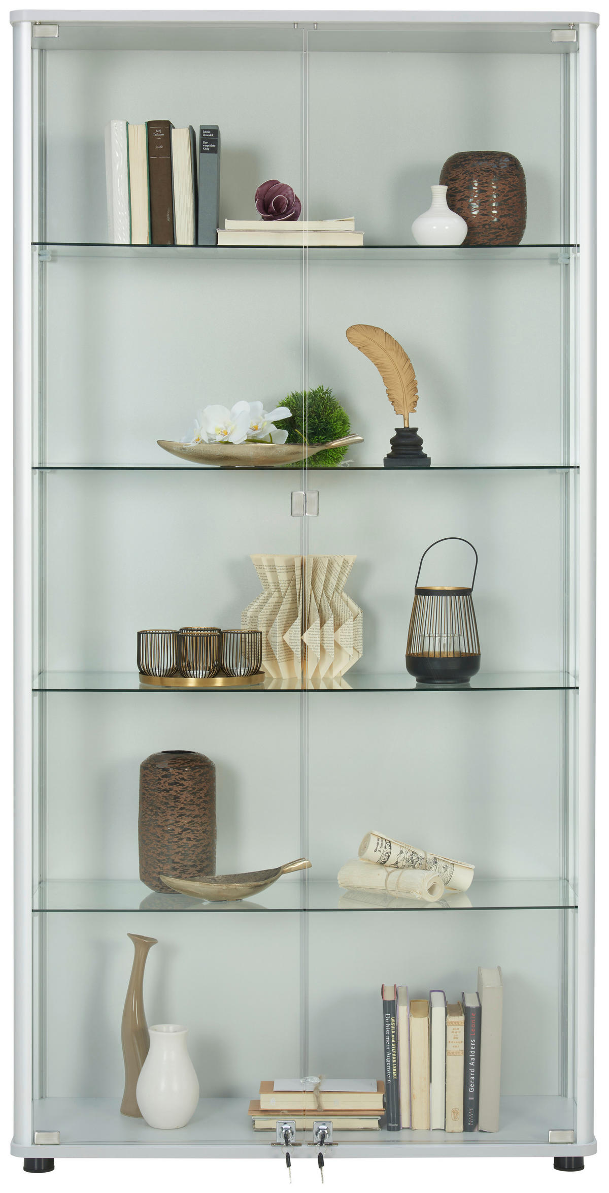 VITRINE in Klar, Hellgrau  - Klar/Hellgrau, Design, Glas/Holzwerkstoff (96/190/36cm)