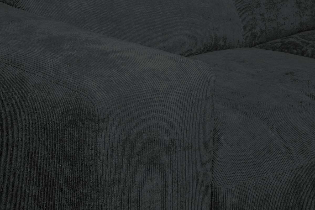 ECKSOFA in Cord Schwarz  - Schwarz, Design, Kunststoff/Textil (343/170cm) - MID.YOU