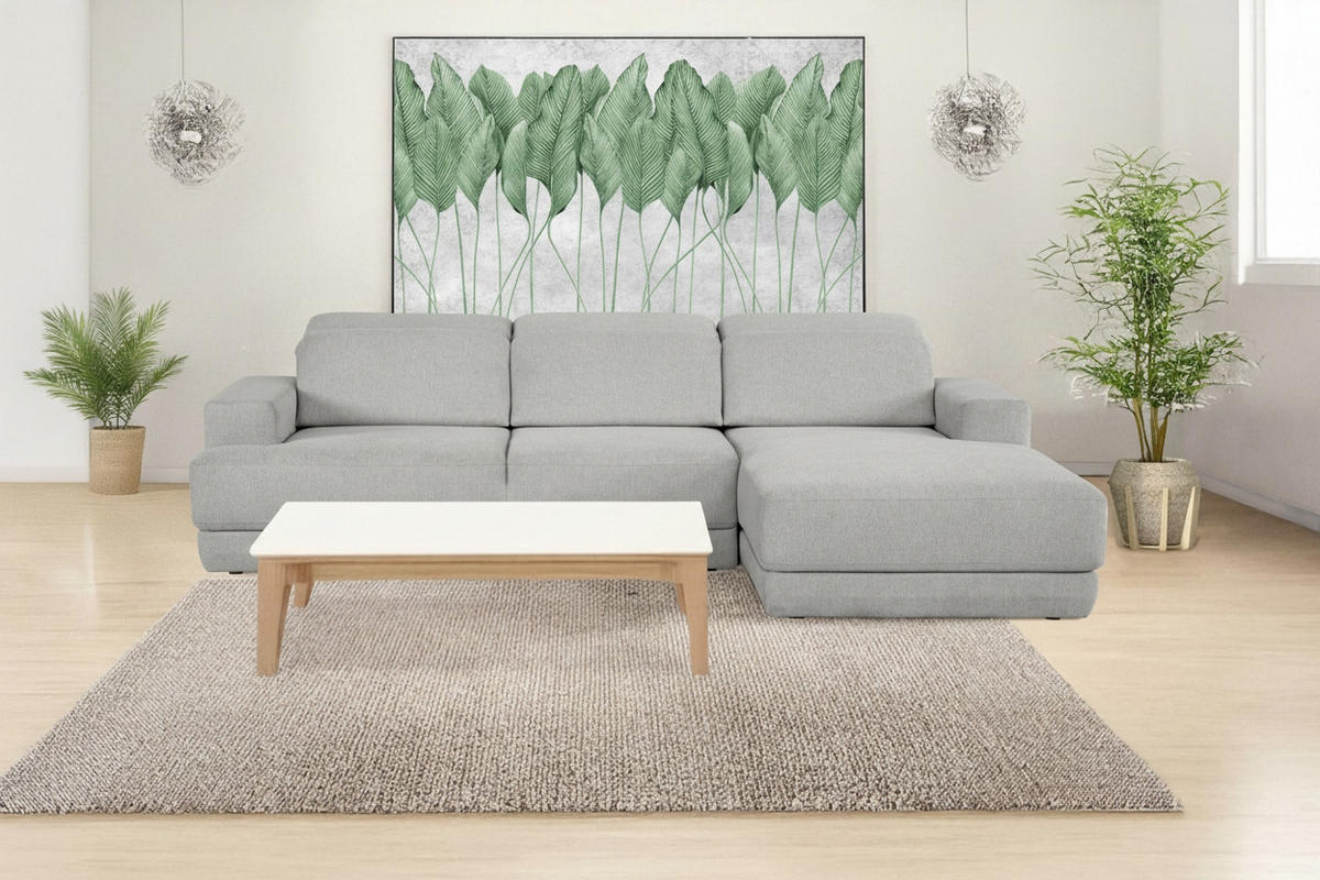 ECKSOFA  in Webstoff Hellgrau  204/293 cm  - Hellgrau/Schwarz, Design, Kunststoff/Textil (204/293cm) - MID.YOU