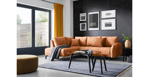 ECKSOFA in Webstoff Rostfarben  - Rostfarben/Schwarz, LIFESTYLE, Textil/Metall (191/250cm) - Carryhome