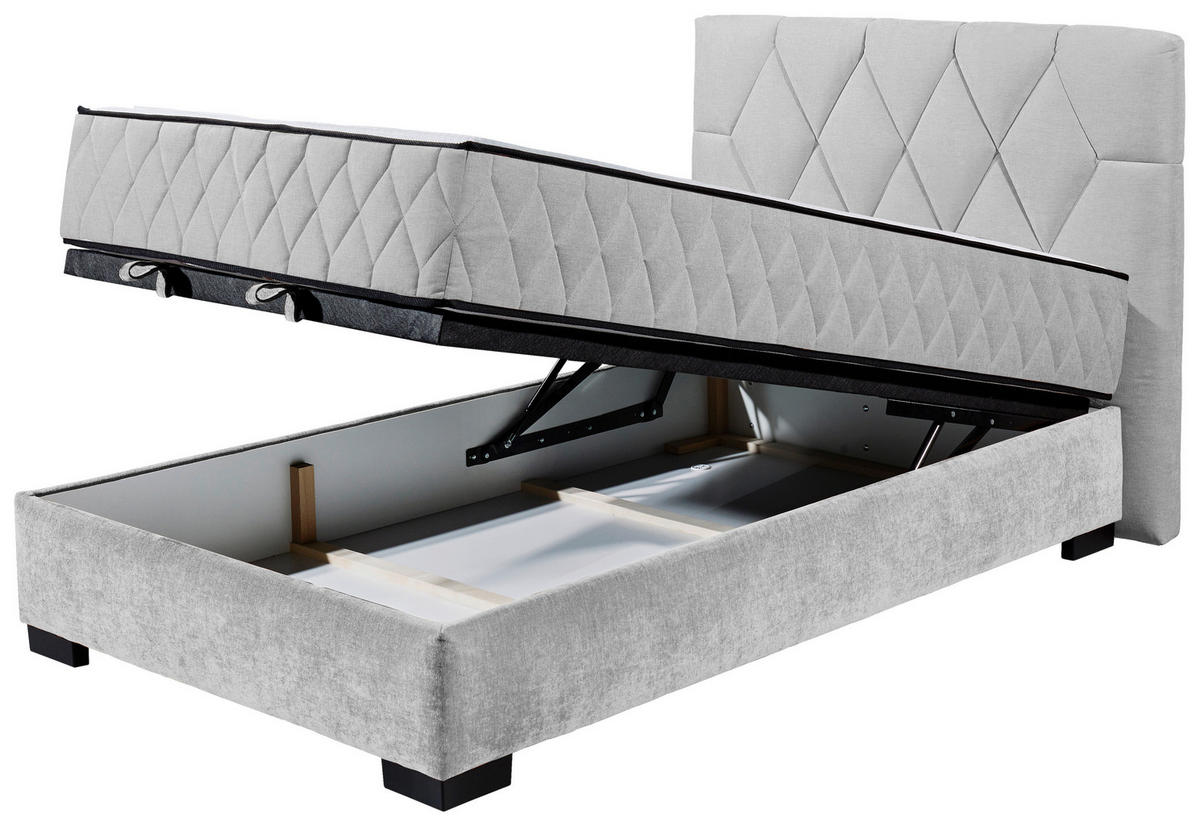 BOXBETT 120/200 cm  in Hellgrau  - Hellgrau/Schwarz, Modern, Holzwerkstoff/Kunststoff (120/200cm) - MID.YOU