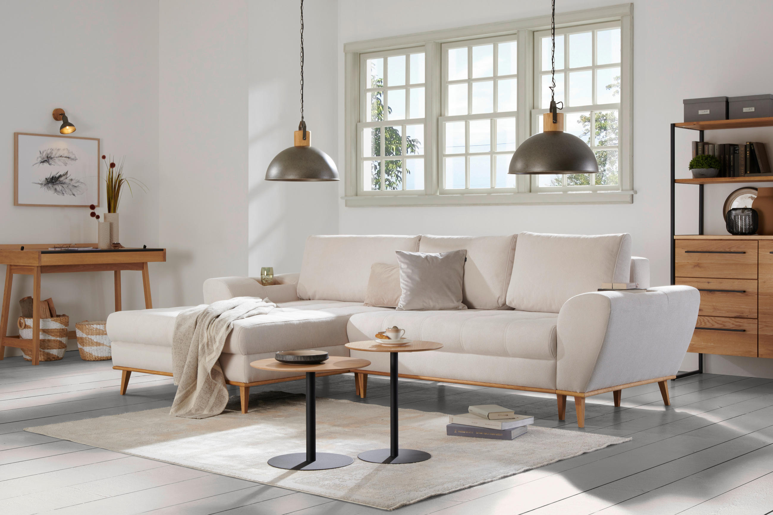 ECKSOFA in Webstoff Dunkelbraun  - Eichefarben/Dunkelbraun, Design, Holz/Textil (175/282cm) - Carryhome