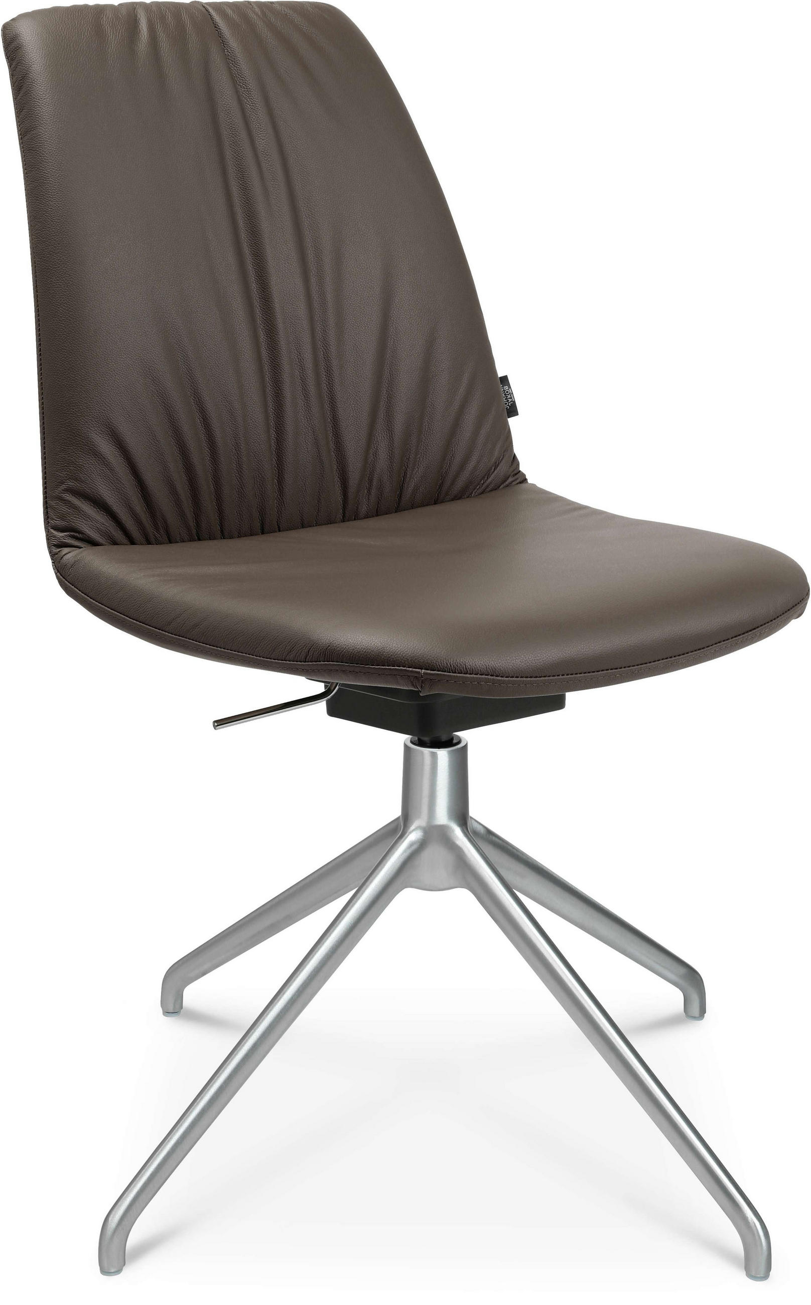 STUHL  in Aluminium Echtleder pigmentiert Metall, Leder  - Alufarben/Braun, Design, Leder/Metall (46/81,5-84,5/55cm) - Johann Jakob