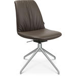 STUHL Echtleder Braun, Alufarben  - Alufarben/Braun, Design, Leder/Metall (46/81,5-84,5/55cm) - Johann Jakob
