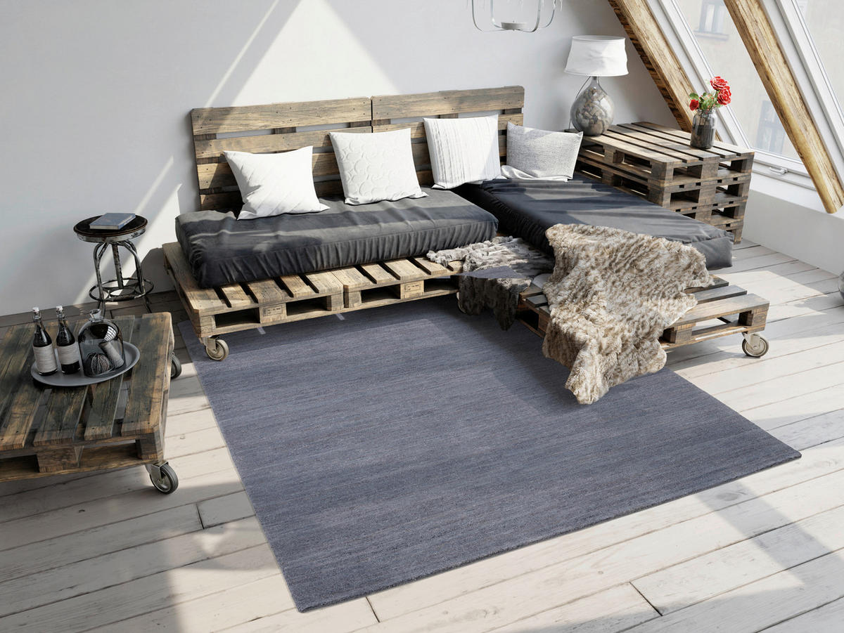 WOLLTEPPICH 250/350 cm Blaugrau  - Blaugrau, Natur, Textil (250/350cm) - Cazaris