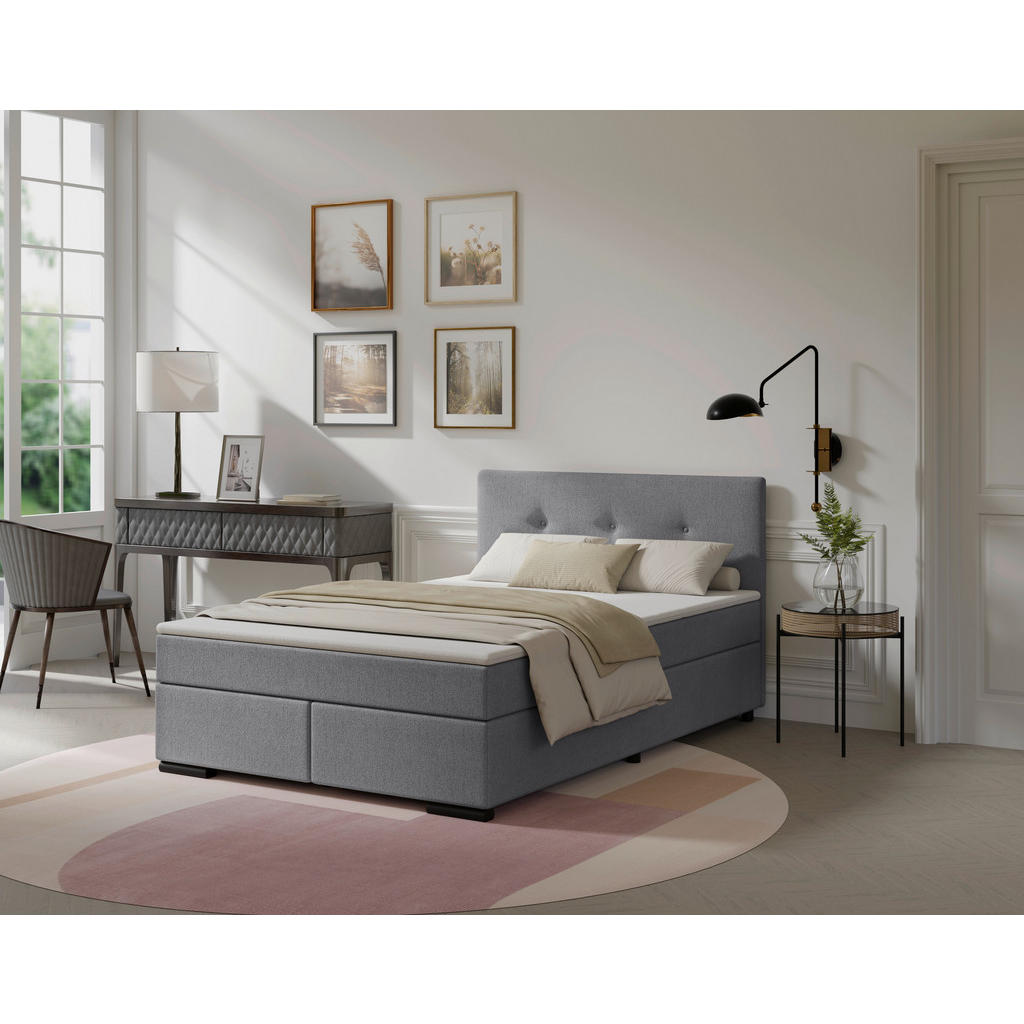 P & B BOXSPRINGOVÁ POSTEĽ, 120/200 cm svetlosivá