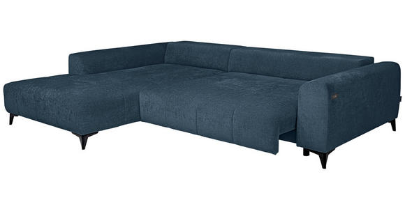 ECKSOFA  in Chenille Blau  222/279 cm  - Blau/Schwarz, KONVENTIONELL, Kunststoff/Textil (222/279cm) - Hom`in