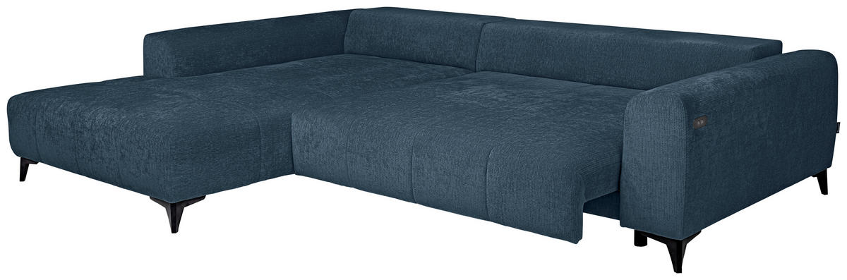 HÖRNSOFFA i chenille blå  - blå/svart, Klassisk, textil/plast (222/279cm) - MID.YOU