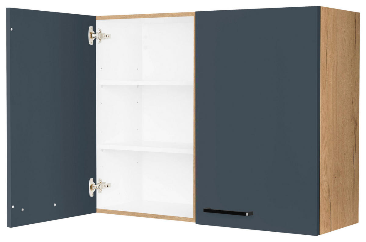 KÜCHENOBERSCHRANK 90/72/35 cm  in Blau, Eichefarben  - Blau/Eichefarben, MODERN, Holzwerkstoff/Metall (90/72/35cm) - Nobilia