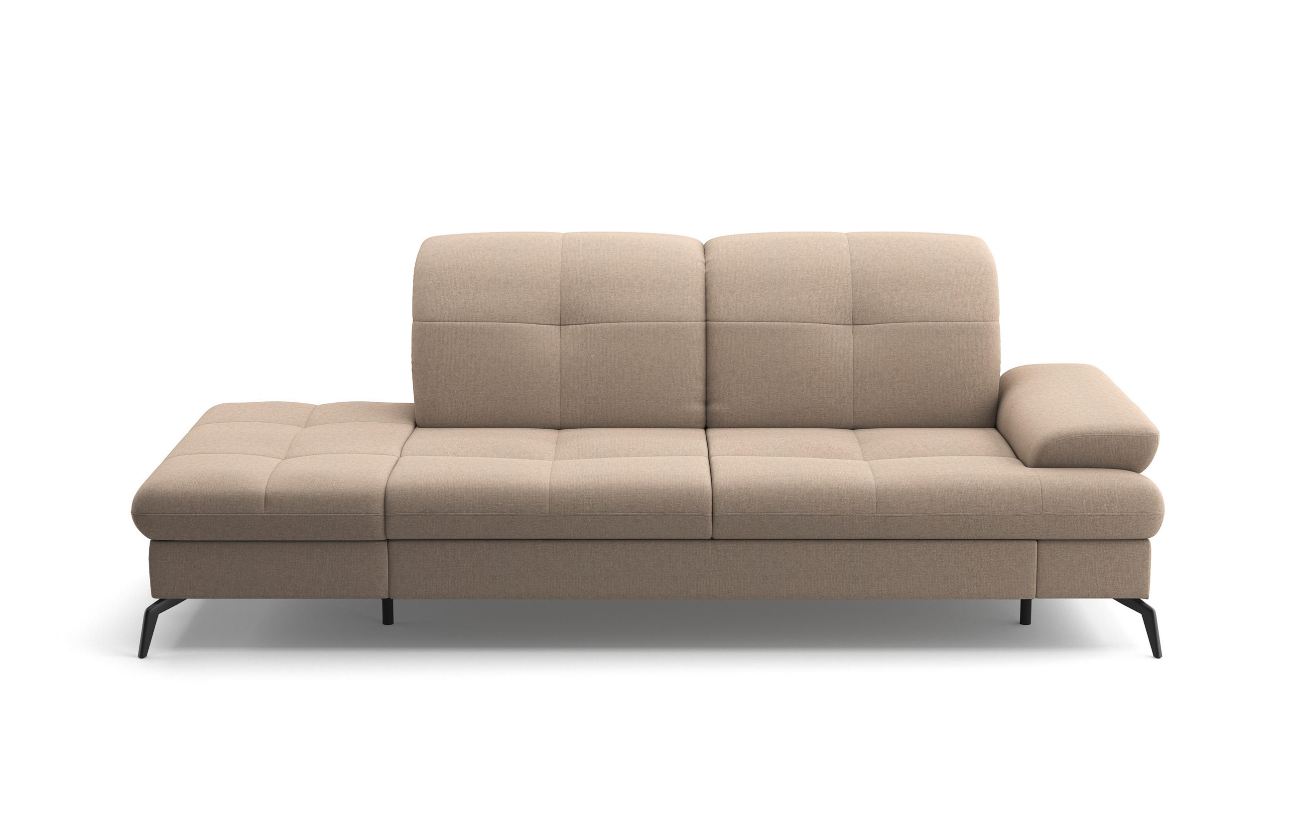 RÉCAMIERE Taupe Flachgewebe  - Taupe/Schwarz, KONVENTIONELL, Textil/Metall (231/90/122cm) - Sit & More