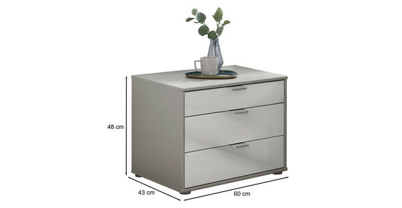 NACHTKÄSTCHEN 60/48/43 cm in Grau, Weiß - Chromfarben/Schwarz, KONVENTIONELL, Glas/Holzwerkstoff (60/48/43cm) - Dieter Knoll