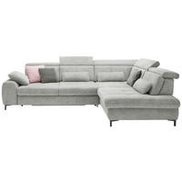 ECKSOFA Hellgrau Webstoff  - Hellgrau/Schwarz, KONVENTIONELL, Textil/Metall (314/220cm) - SetOne by Musterring