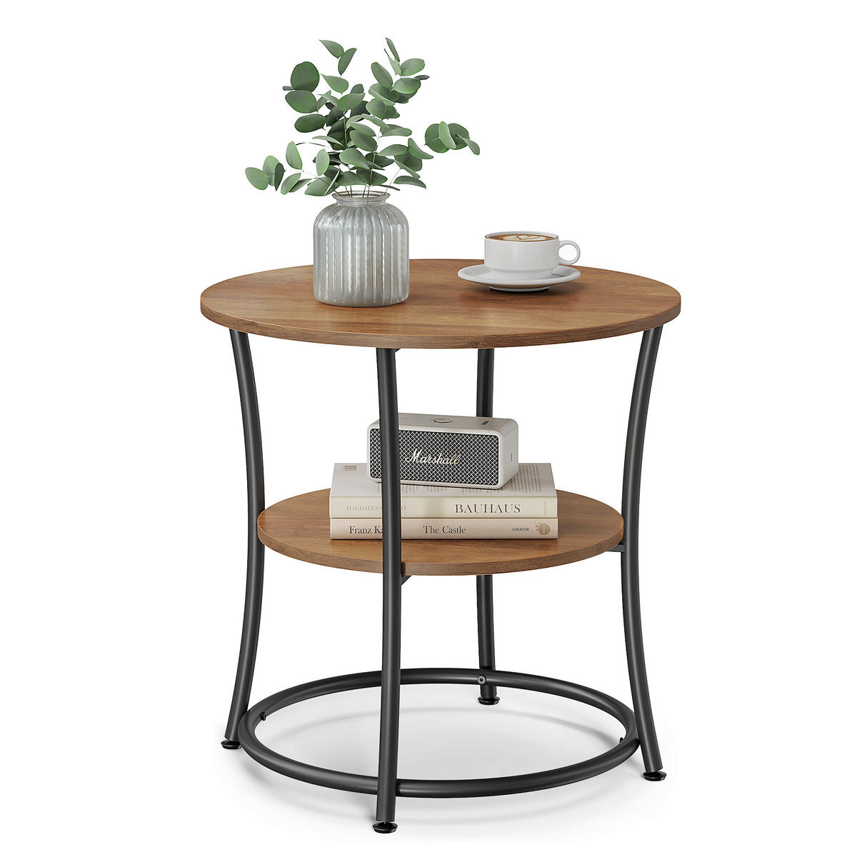 BEISTELLTISCH Braun, Schwarz rund  - Schwarz/Braun, MODERN, Holzwerkstoff/Metall (55/55/55cm) - MID.YOU