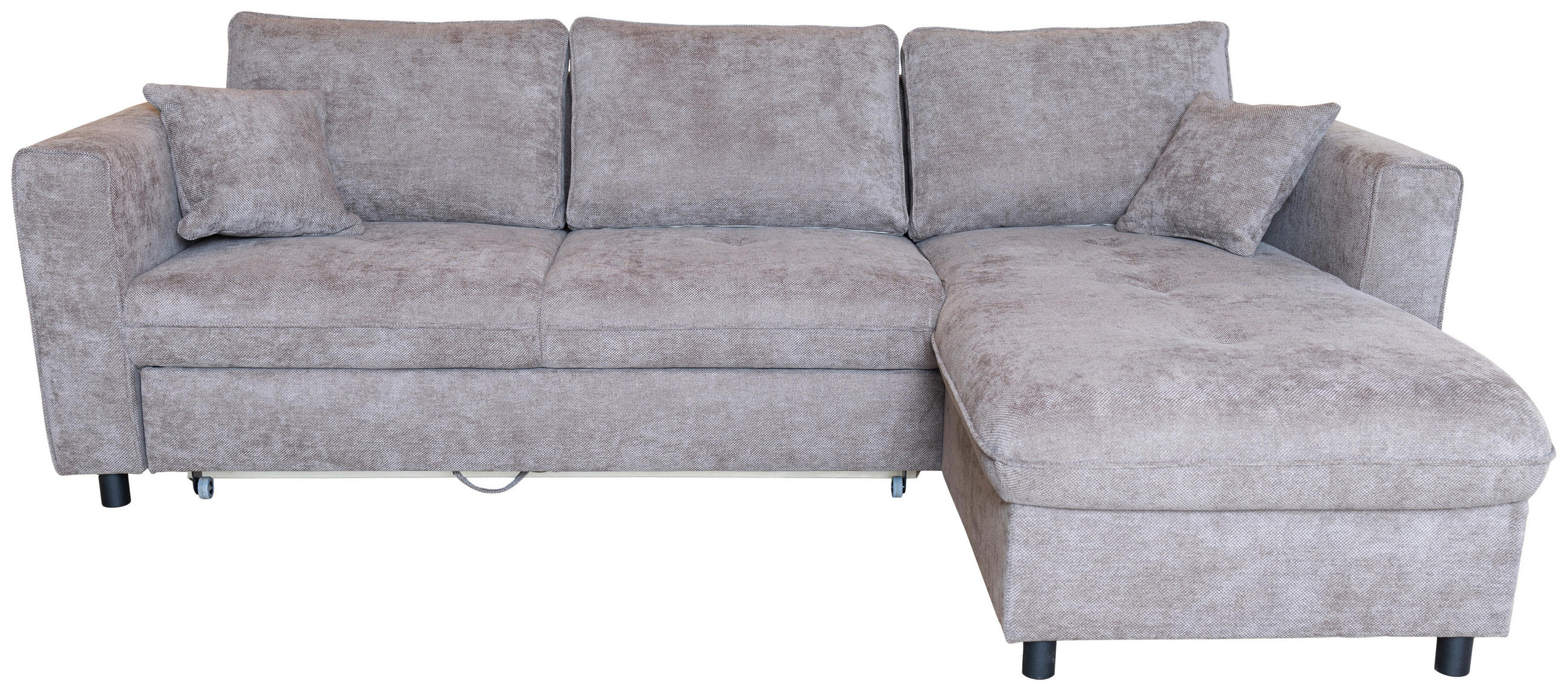 ECKSOFA Dunkelbraun Flachgewebe  - Dunkelbraun/Schwarz, KONVENTIONELL, Textil/Metall (252/162cm) - Carryhome