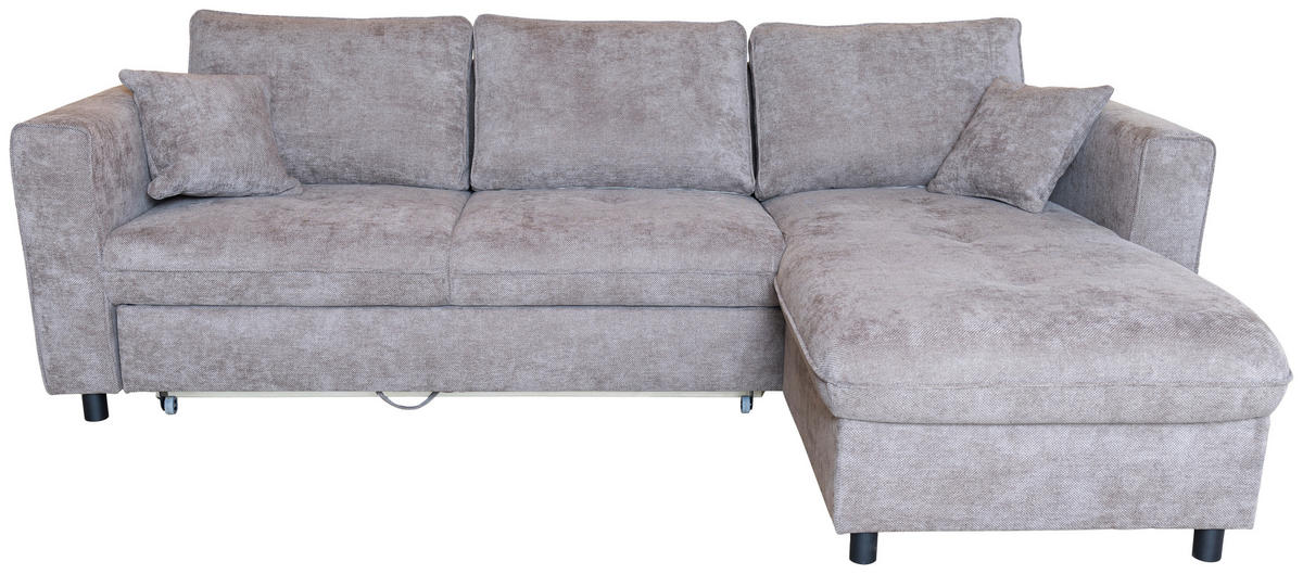 ECKSOFA Braun Flachgewebe  - Schwarz/Braun, KONVENTIONELL, Textil/Metall (252/162cm) - Carryhome