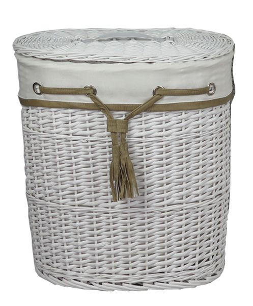COȘ DE RUFE CLASIC - alb/bej, Basics, lemn/textil (44/30/48cm) - Landscape