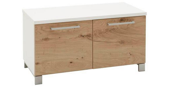 GARDEROBENBANK Balkeneiche furniert Weiß, Eichefarben  - Chromfarben/Eichefarben, Design, Holz/Metall (84/45/40cm) - Dieter Knoll