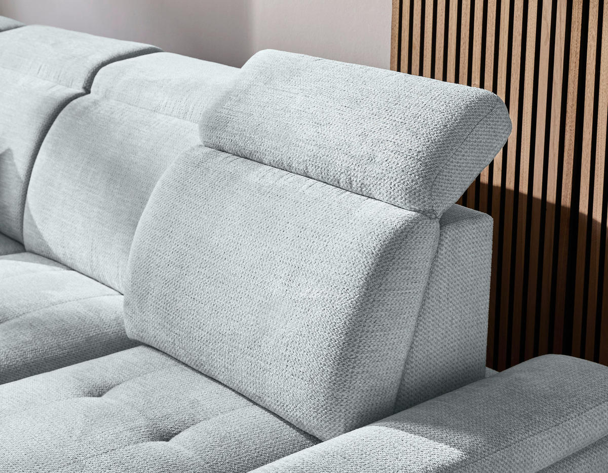 WOHNLANDSCHAFT in Struktur Hellgrau  - Hellgrau/Schwarz, Design, Textil/Metall (270/364/190cm) - Stylife