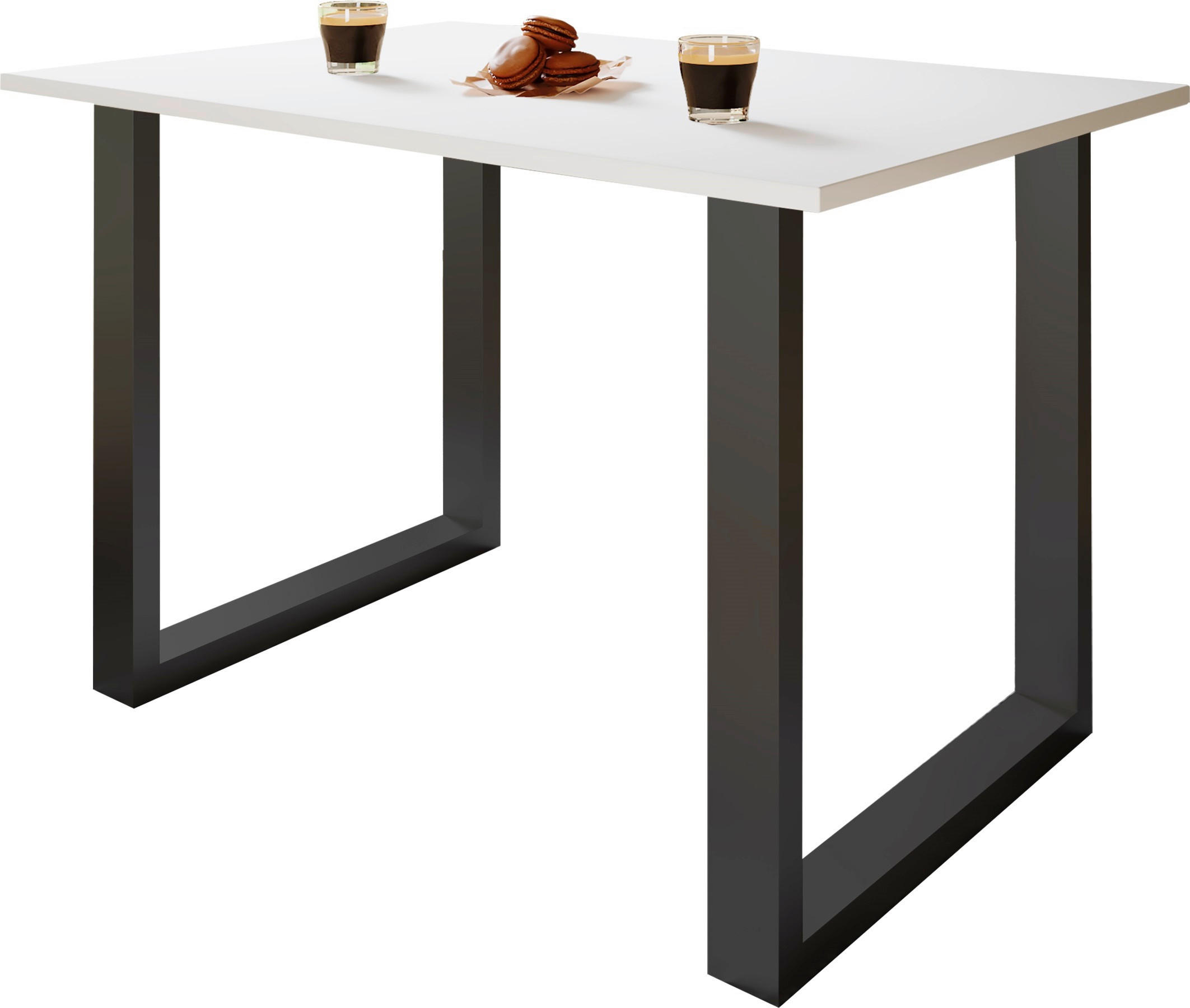 SCHREIBTISCH 160/80/76 cm Schwarz, Weiss  - Weiss/Silberfarben, Design, Holzwerkstoff/Metall (160/80/76cm) - MID.YOU