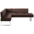 ECKBANK 165/227 cm  in Braun, Edelstahlfarben  - Edelstahlfarben/Braun, Design, Textil/Metall (165/227cm) - Moderano
