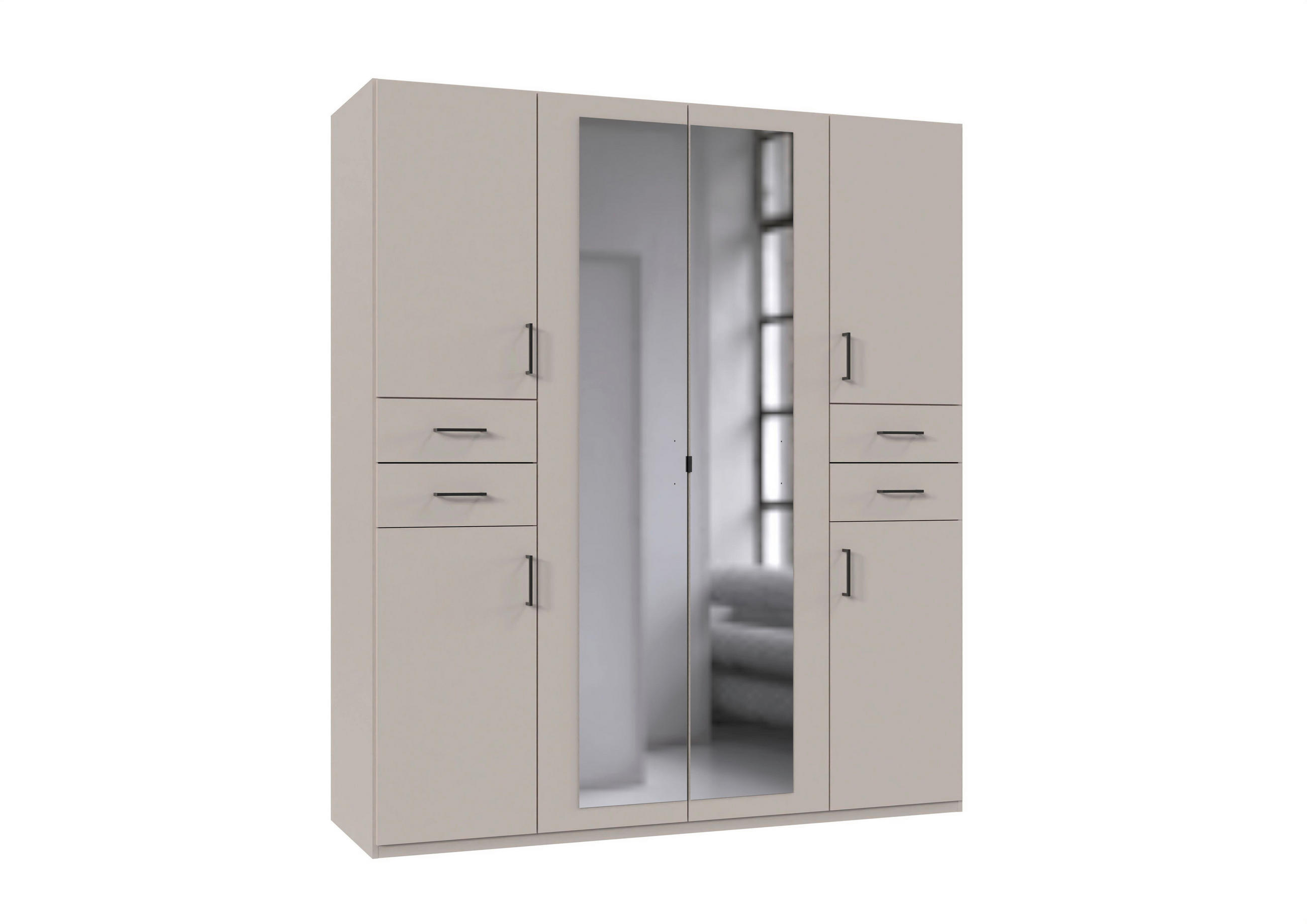 DREHTÜRENSCHRANK 180/208/58 cm,  in Kaschmir, 6-türig  - Kaschmir/Schwarz, Basics, Holzwerkstoff (180/208/58cm) - P & B