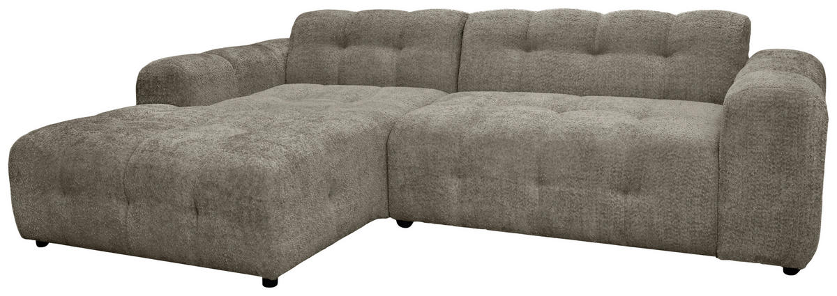 ECKSOFA RUNO Hellbraun Bouclé  - Hellbraun/Schwarz, Design, Kunststoff/Textil (175/270cm) - MID.YOU